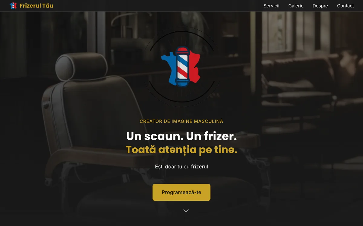 Pagina principală frizerultau.com — site live construit de Voost Vision