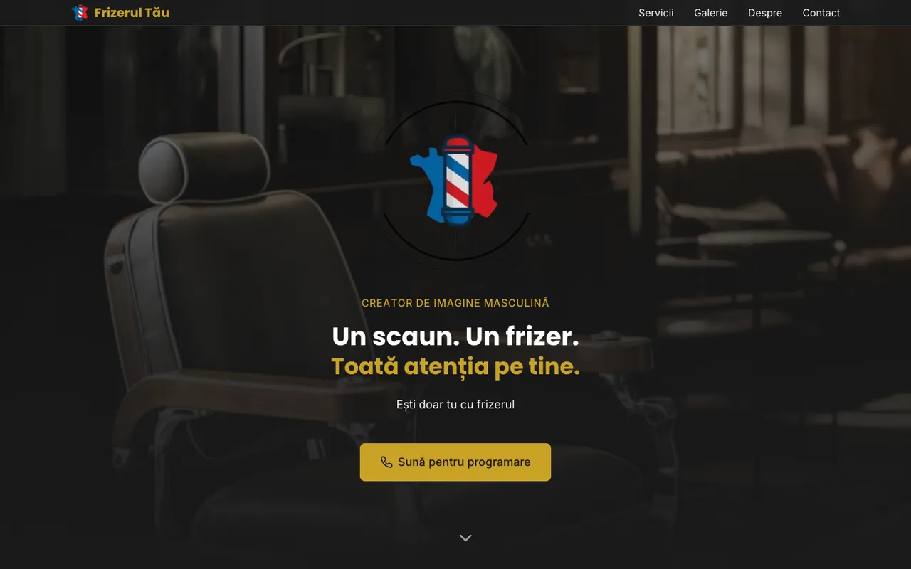 Frizerul Tău, pagina principală pe desktop