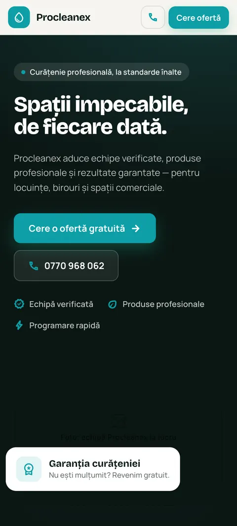 Procleanex demo, pe telefon