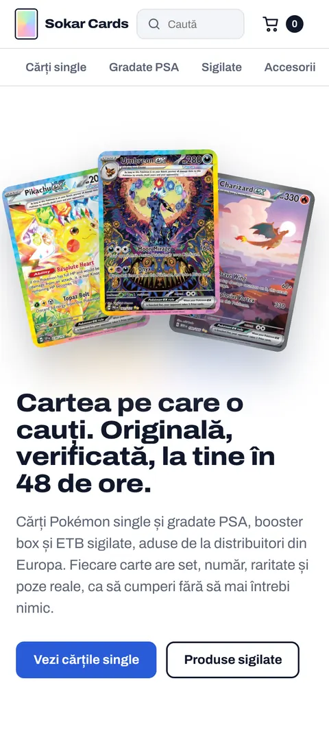 Sokar Cards demo, pe telefon